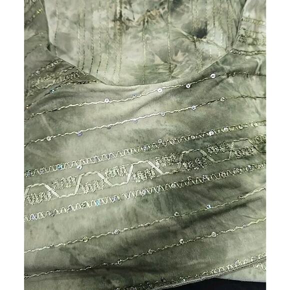 Dressbarn Moss Green Sequin Embroidered Fitted Stretch Tank Top Size L Fairy Y2K - Picture 9 of 9